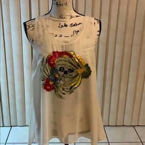 Andrew Charles sequin skull tank